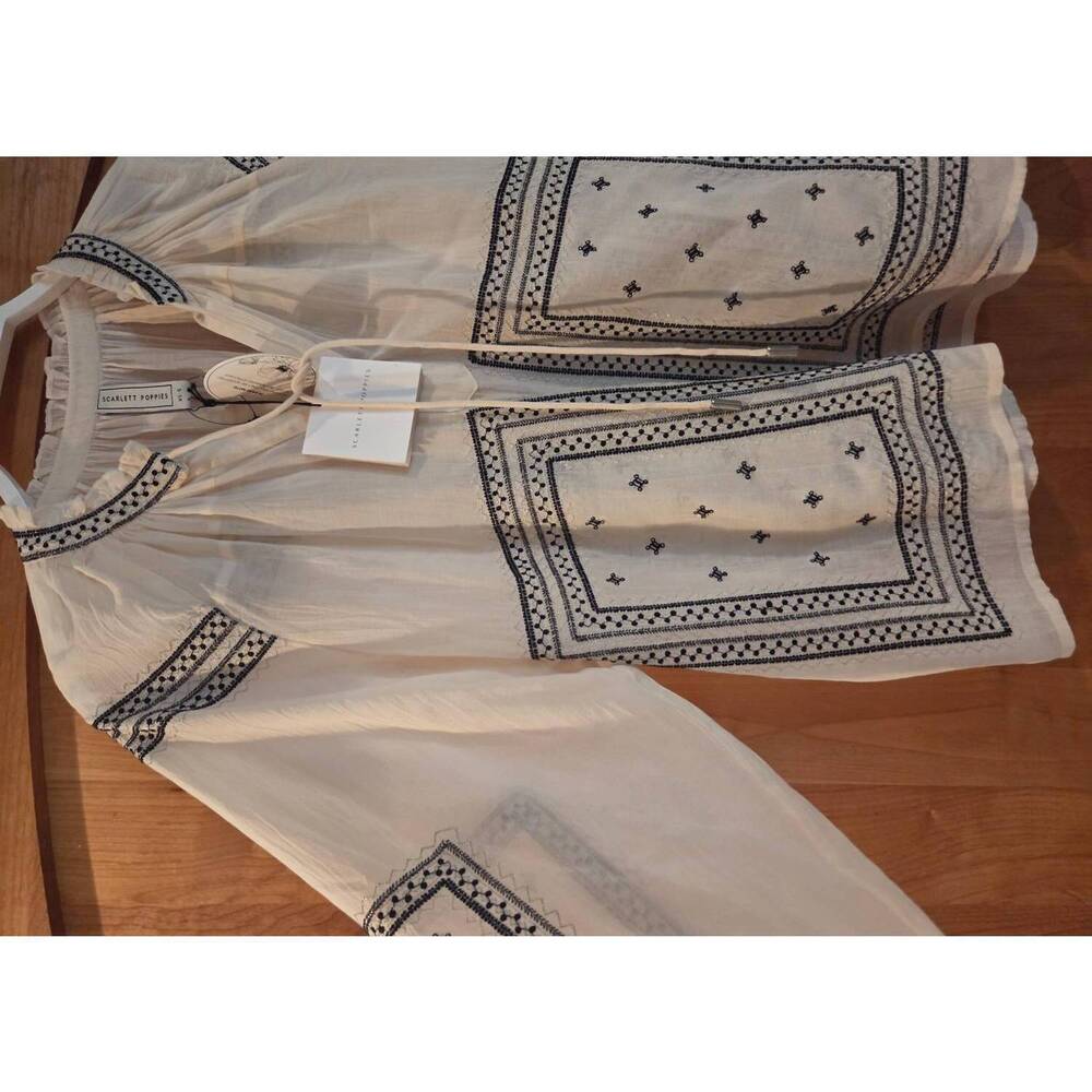 NEW SCARLETT POPPIES women's peasant style top in ivory